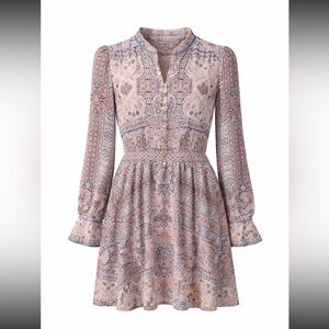 Revolve - Parker Multicolor Paisley Long Sleeve Dress with lots of detail.